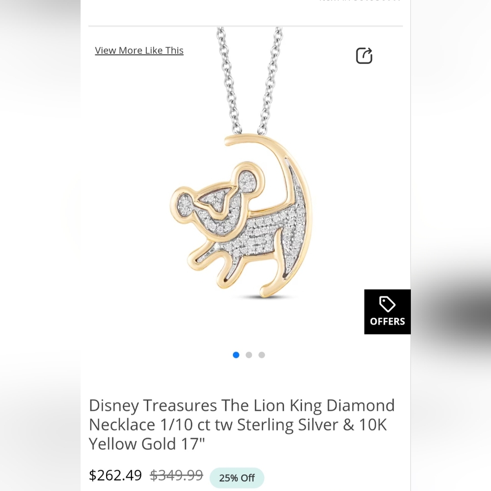 Disney Lion King Gold and Silver Pendant